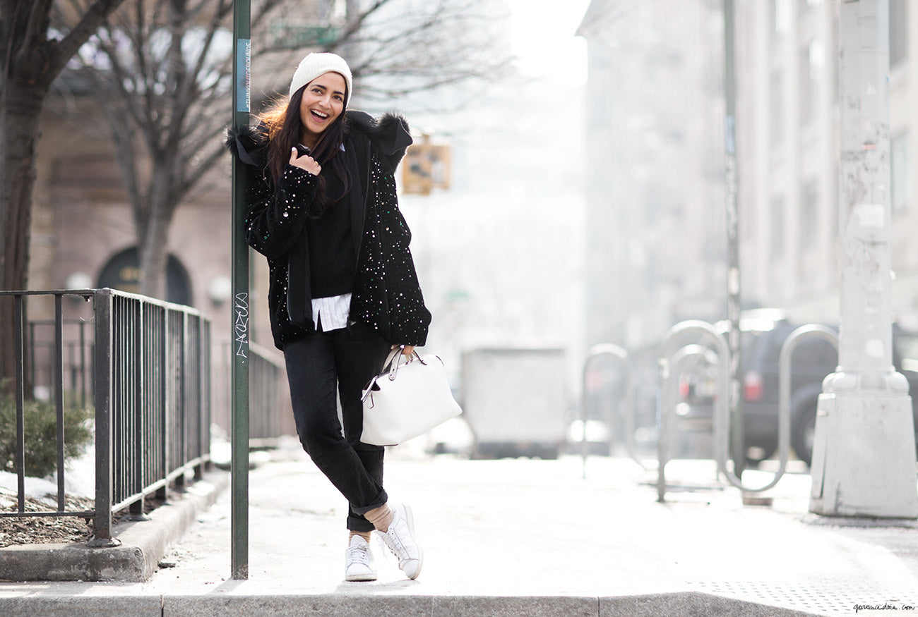 nura khan street style winter beanie coat garance dore photos
